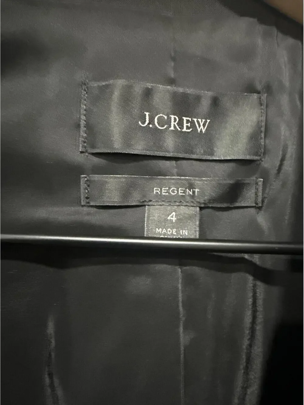 J.Crew Women's Regent Black Blazer Jacket, Size 4